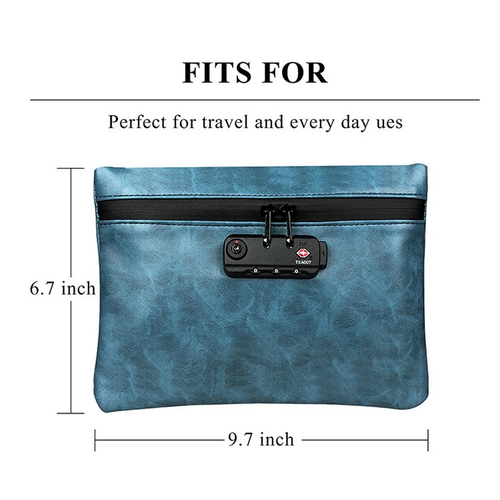 Portable Carbon Lined Odor Proof Stash Bag With Duo Combination And Key Lock