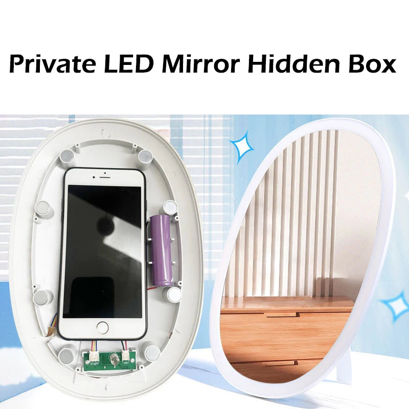 LED Mirror With Secret Stash Compartment