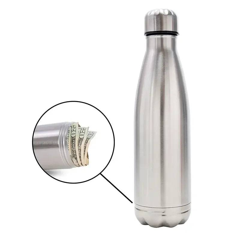 Stainless Steel Water Bottle With Secret Stash Compartment