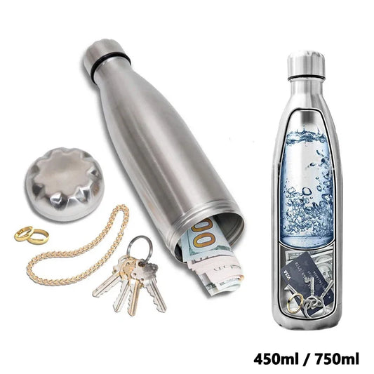 Stainless Steel Water Bottle With Secret Stash Compartment