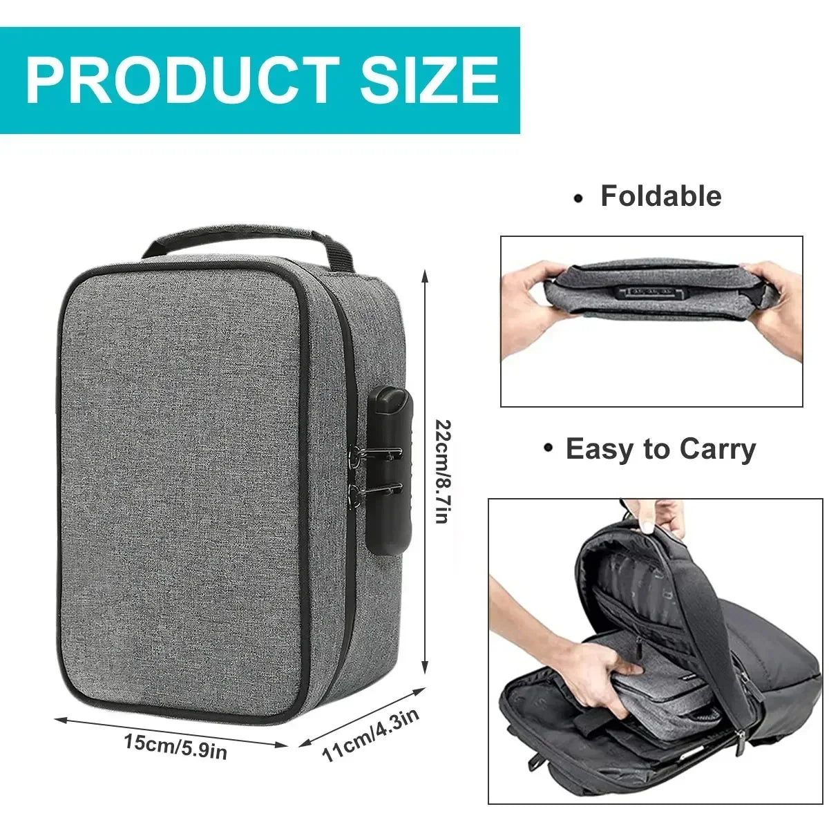 Discreet Odor Proof Stash Bag With Combination Lock