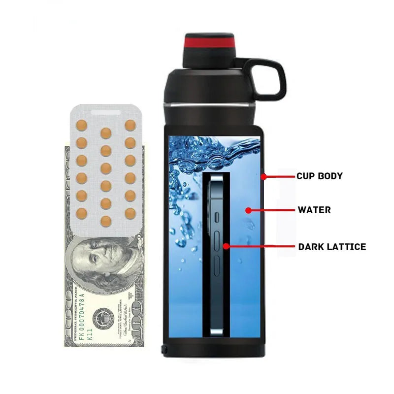 Water Bottle With Hidden Stash Phone Pocket