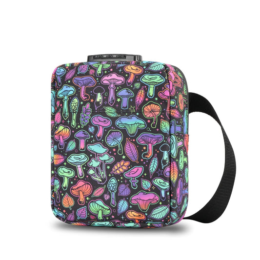 Firedog Odor-Proof Crossbody Stash Bag and Travel Case with Combination Lock & Stylish Mushroom Print for Discreet Storage & Secure Carrying