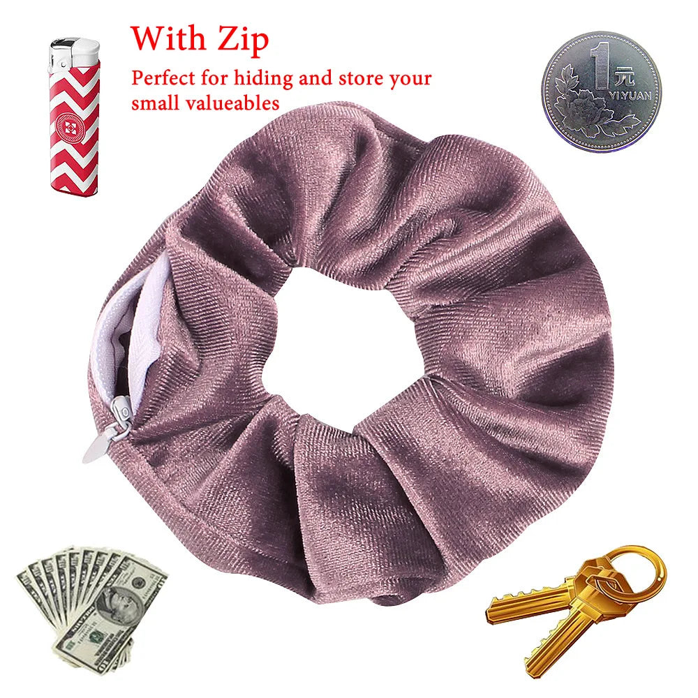 Hair Tie Hair Scrunchie ⁣⁣⁣⁣With Hidden Stash Pocket